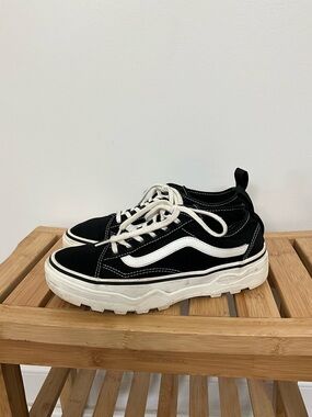 Vans Black & White Platform Old Skool Waffle Cup Sneakers